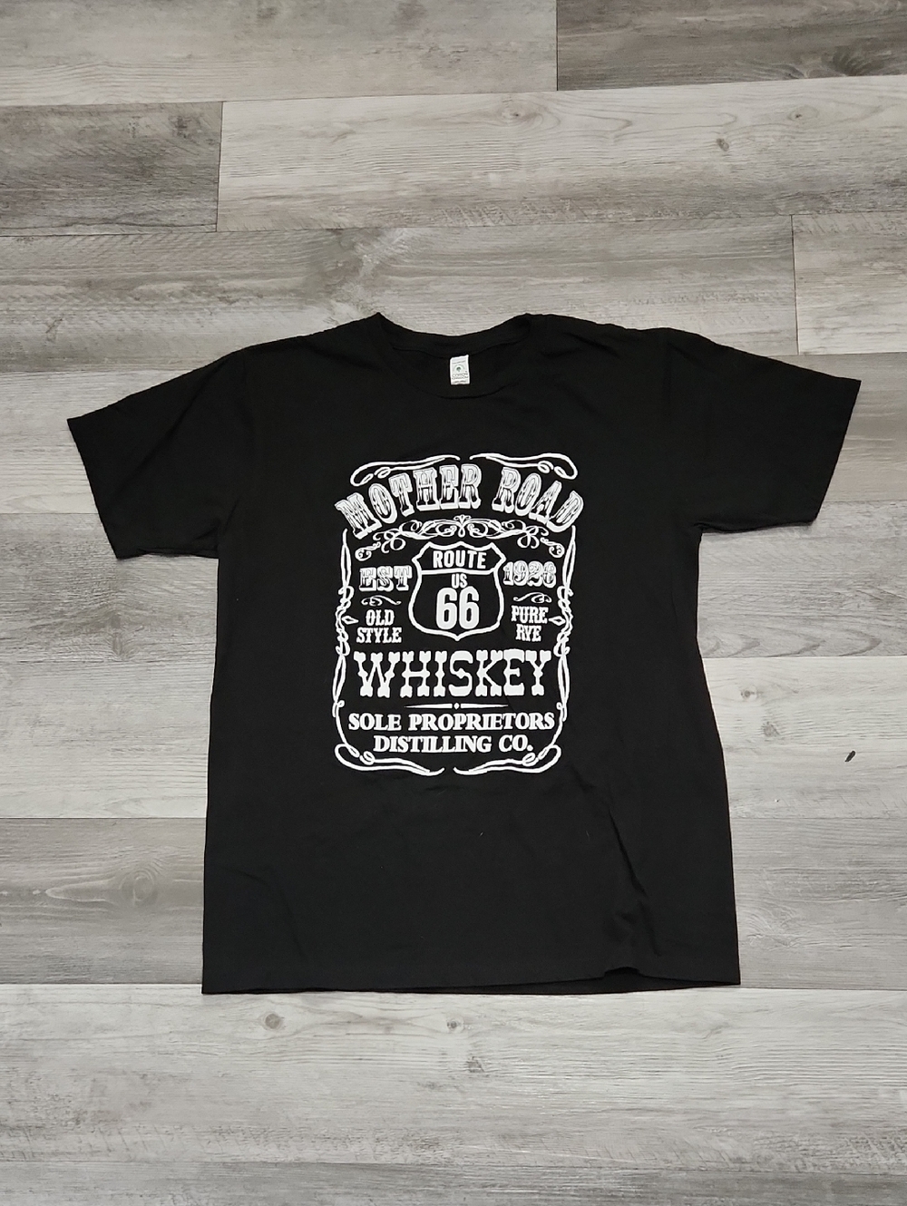 Sole Proprietors Distilling Black Route 66 Whiskey Graphic T-Shirt Womens M